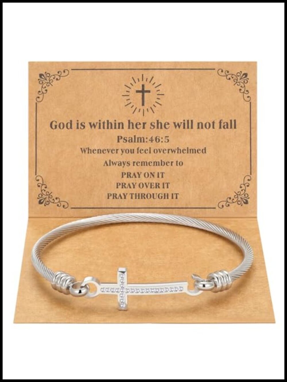 Stainless Steel Cross Bracelet for Women Bible Verse Faith Jewelry Gift
